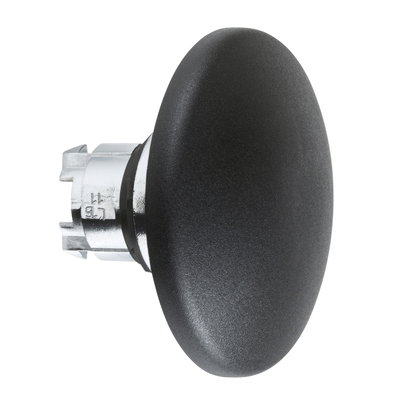Black Ø60 mushroom pushbutton head Ø22 spring return