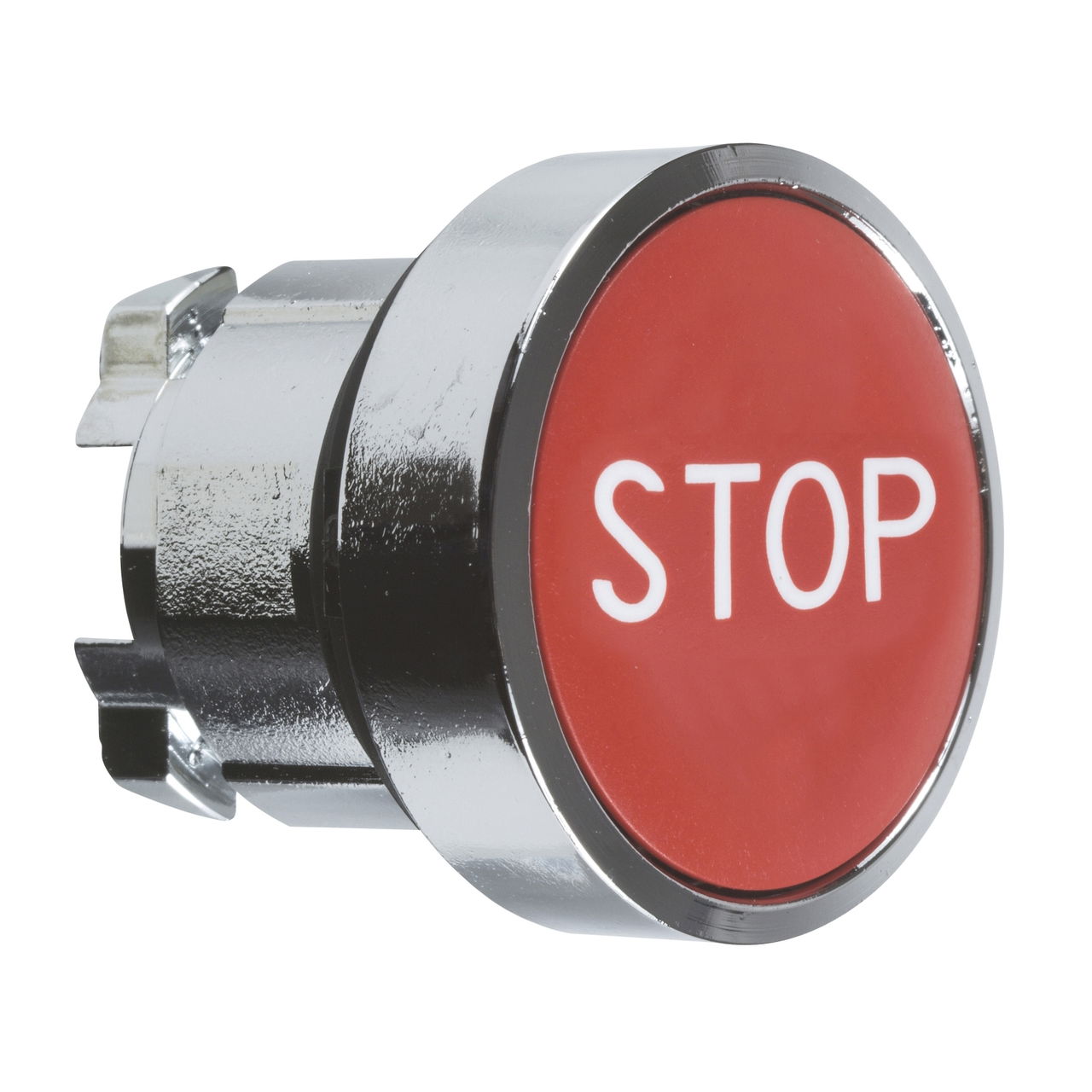 Red flush pushbutton head Ø22 spring return "STOP"