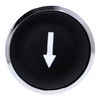 Push button head, metal, flush, black, Ø22, spring return, marked DOWN ARROW