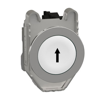 Harmony XB4, Push button flush mounted, metal, whit,e Ø30, spring return, marked UP ARROW, 1 NO