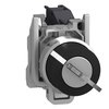 Key switch selector, metal, black, Ø22, key n°455, 2 positions, stay put, 1 NO