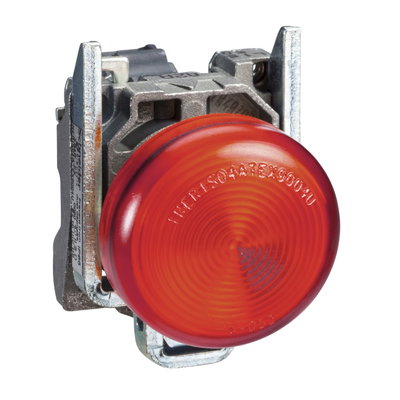 Red complete pilot light Ø22 plain lens with BA9s bulb 250V