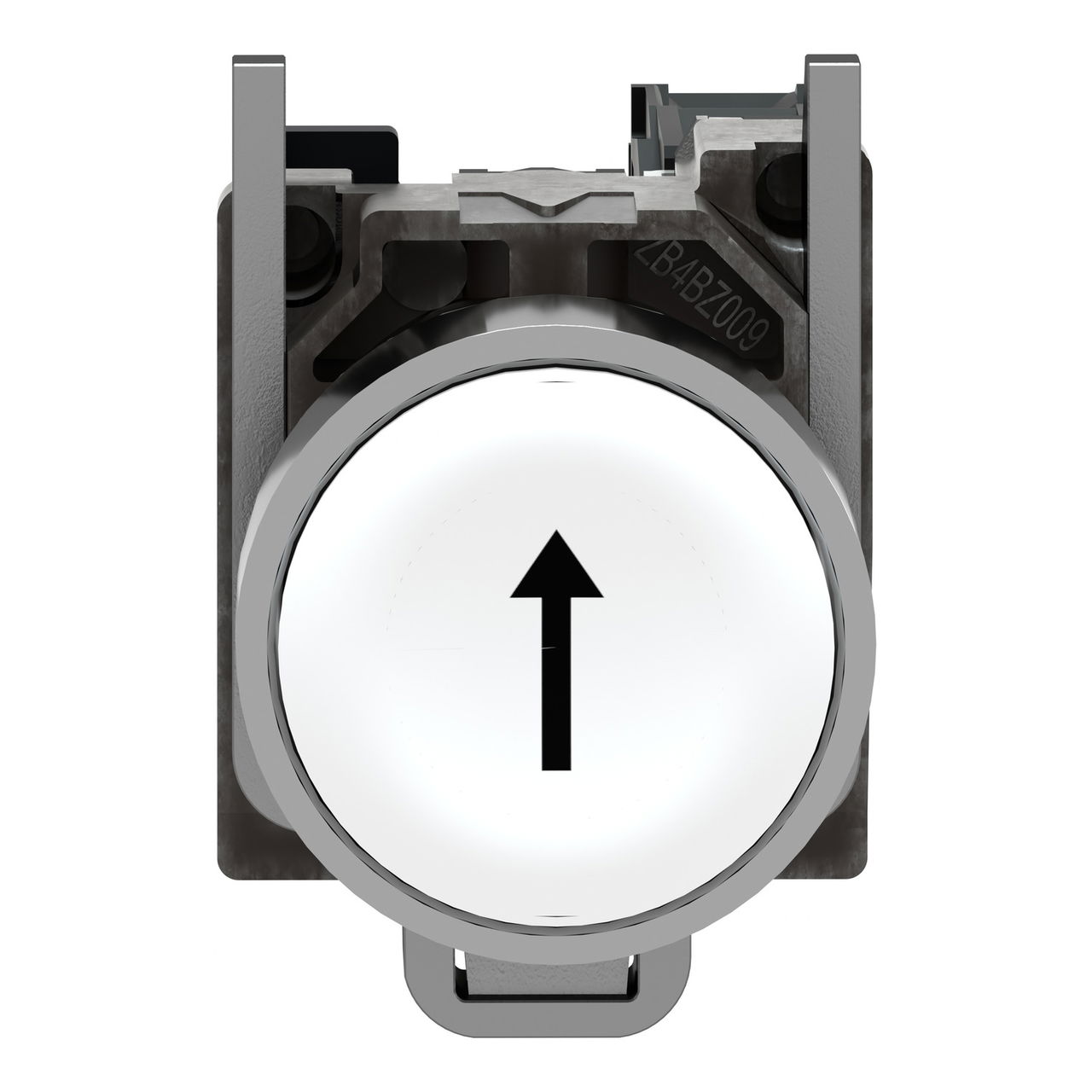 Push button, metal, flush, white, Ø22, spring return, marked UP ARROW, 1 NO – Image 3 of 7