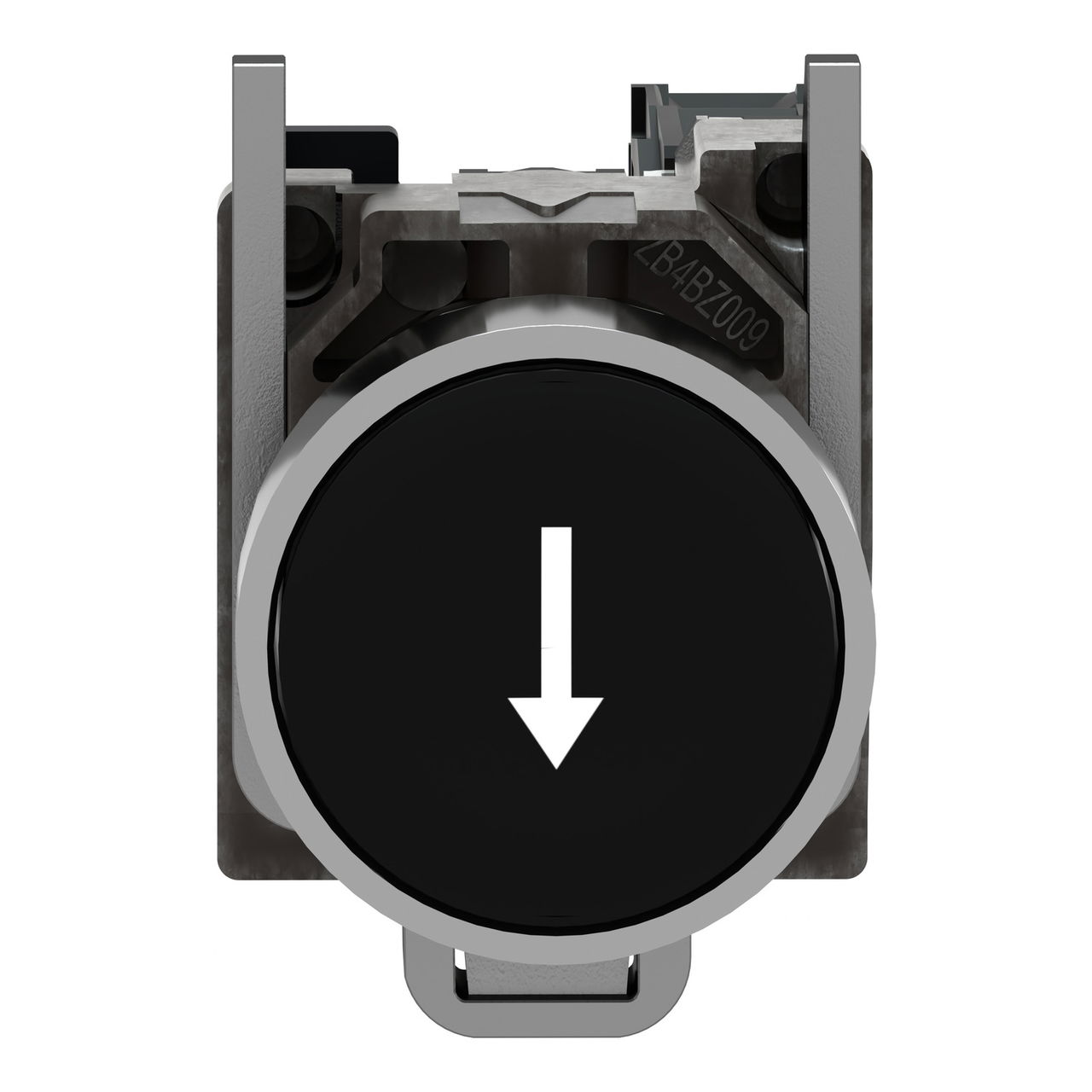 Push button, metal, flush, black, Ø22, spring return, marked DOWN ARROW, 1 NO – Image 3 of 7