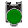 Harmony XB4, Push button, metal, flush, green, Ø22, spring return, unmarked, 1 NO + 1 NC
