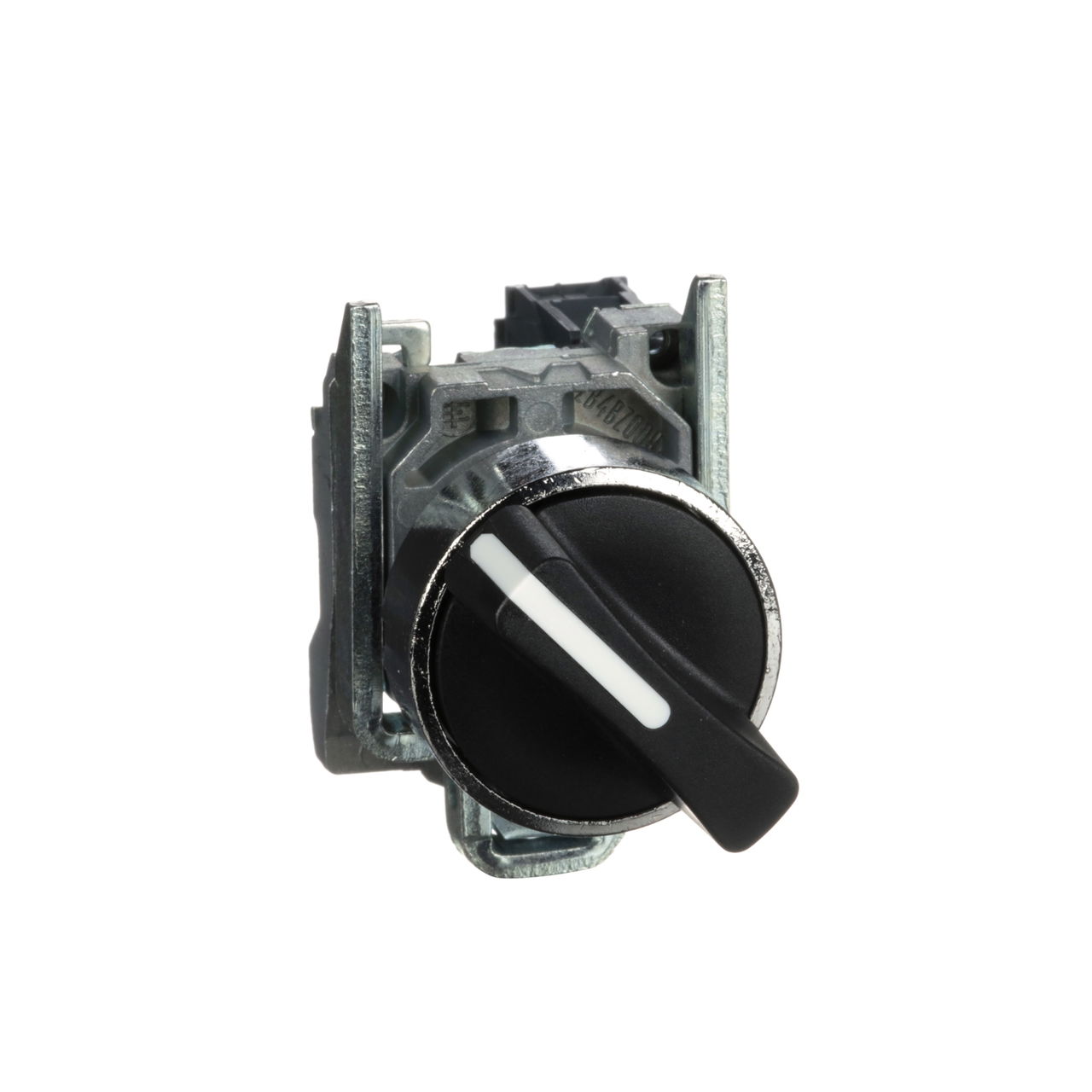 Selector switch, metal, black, Ø22, 2 positions, stay put, 1 NO