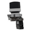 Selector switch, metal, black, Ø22, 3 positions, spring spring return, 1 NO