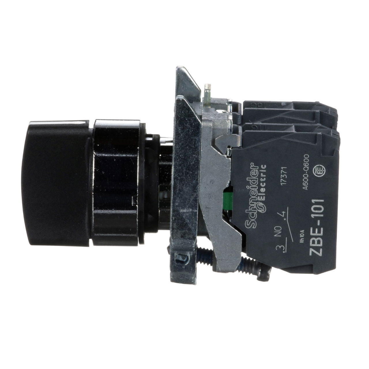 Selector switch, metal, black, Ø22, 3 positions, spring spring return, 2 NO – Image 5 of 8