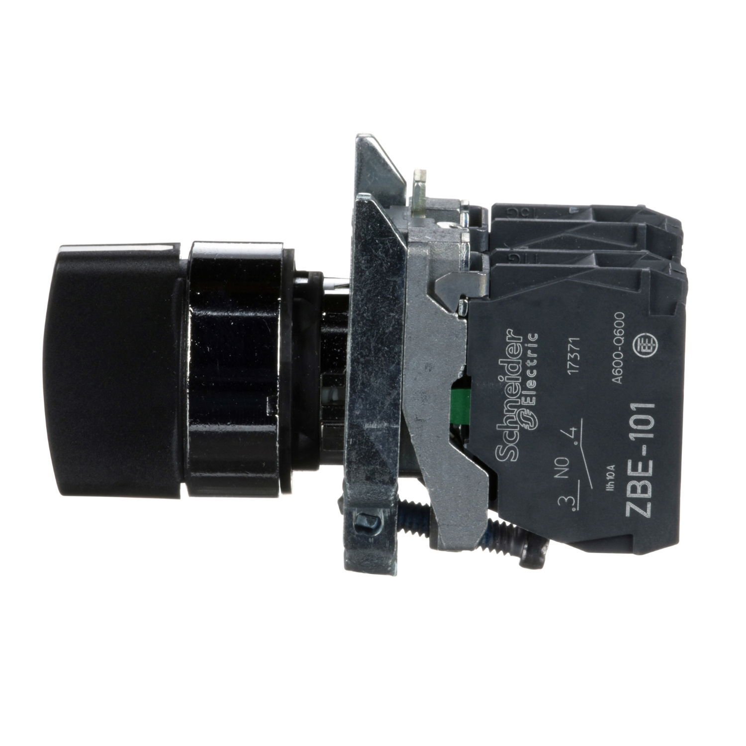 Selector switch, metal, black, Ø22, 3 positions, spring spring return, 2 NO – Image 5 of 8