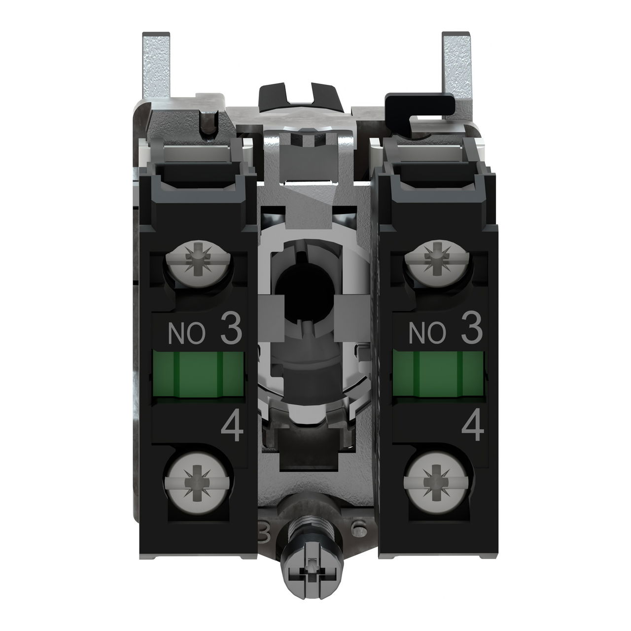 Selector switch, metal, black, Ø22, 3 positions, spring spring return, 2 NO – Image 2 of 8