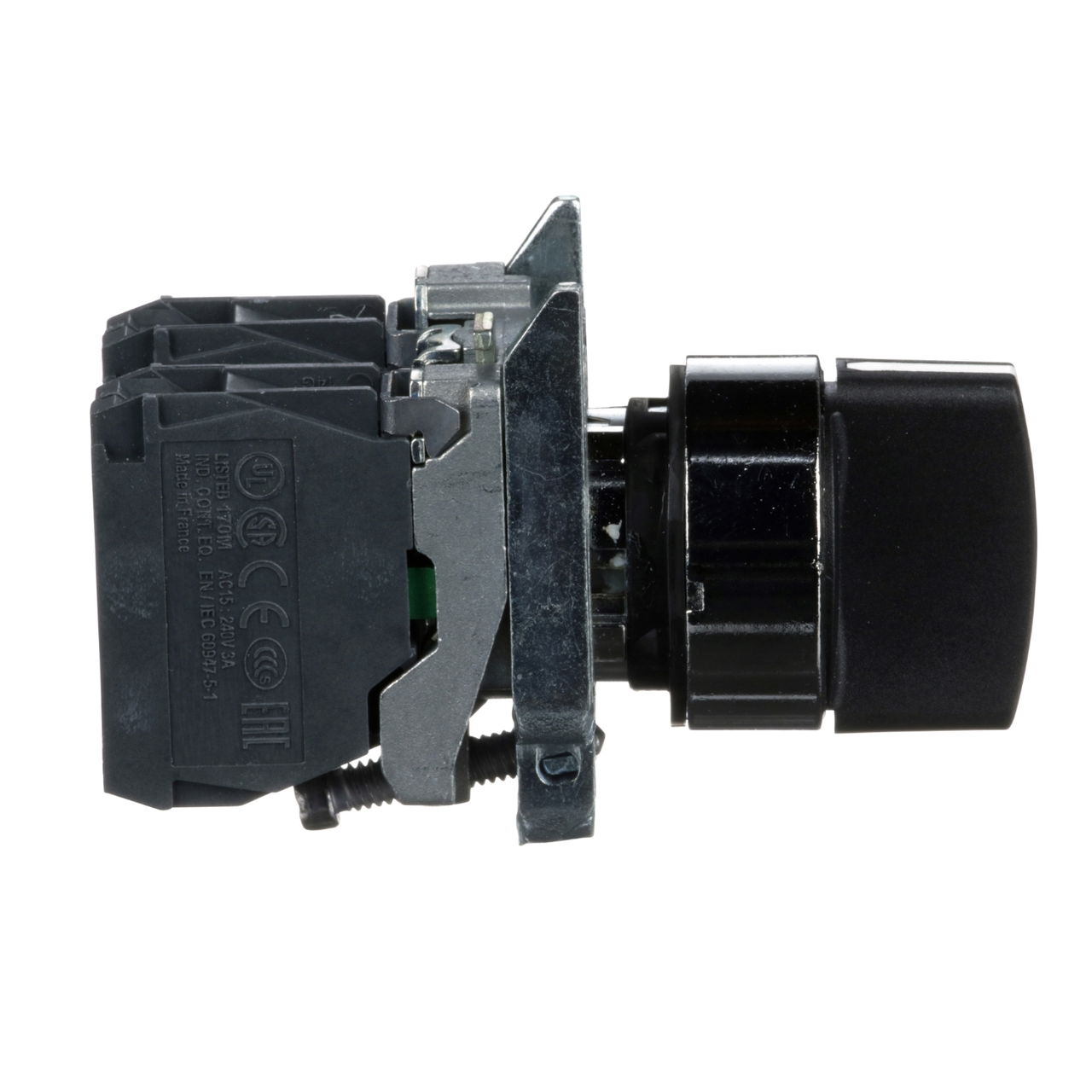 Selector switch, metal, black, Ø22, 3 positions, spring spring return, 2 NO – Image 6 of 8
