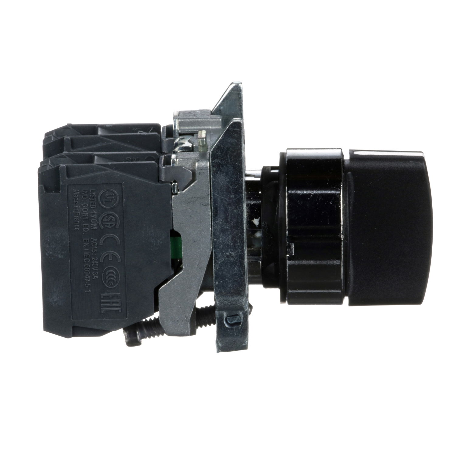 Selector switch, metal, black, Ø22, 3 positions, spring spring return, 2 NO – Image 6 of 8