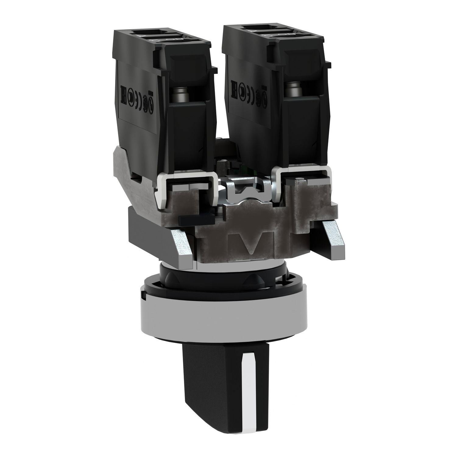 Selector switch, metal, black, Ø22, 3 positions, spring spring return, 2 NO – Image 4 of 8