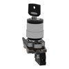 Key switch selector, metal, black, Ø22, key n°455, 2 positions, stay put, 1 NO