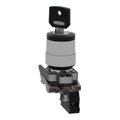 Key switch selector, metal, black, Ø22, key n°455, 2 positions, stay put, 1 NO