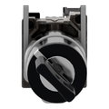 Key switch selector, metal, black, Ø22, key n°455, 2 positions, stay put, 1 NO
