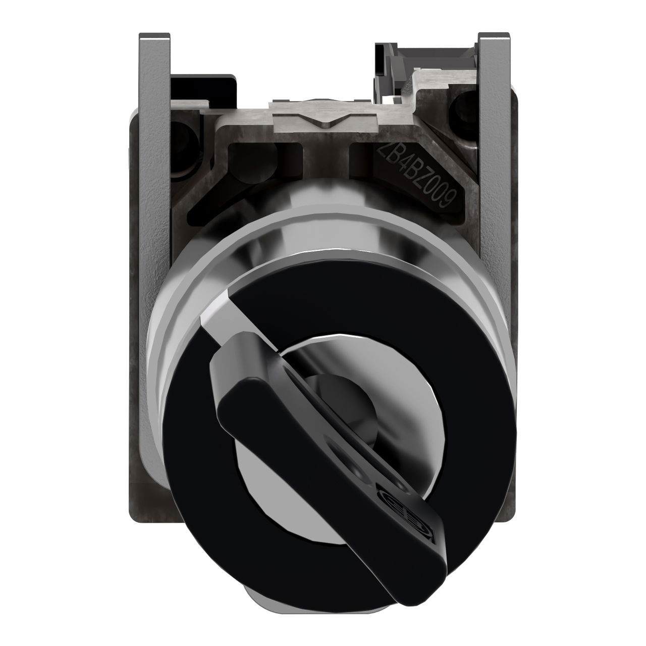Key switch selector, metal, black, Ø22, key n°455, 2 positions, spring return right to left, 1 NO – Image 4 of 7