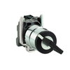 Key switch selector, metal, black, Ø22, key n°455, 2 positions, spring return right to left, 1 NO