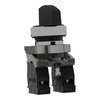 Selector switch, metal, black, Ø22, long handle, 3 positions, spring return to center, 2 NO
