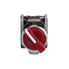 Illuminated selector switch, Harmony XB4, metal, red handle, 22mm, universal LED, 2 positions, 1NO + 1NC, 24V AC DC