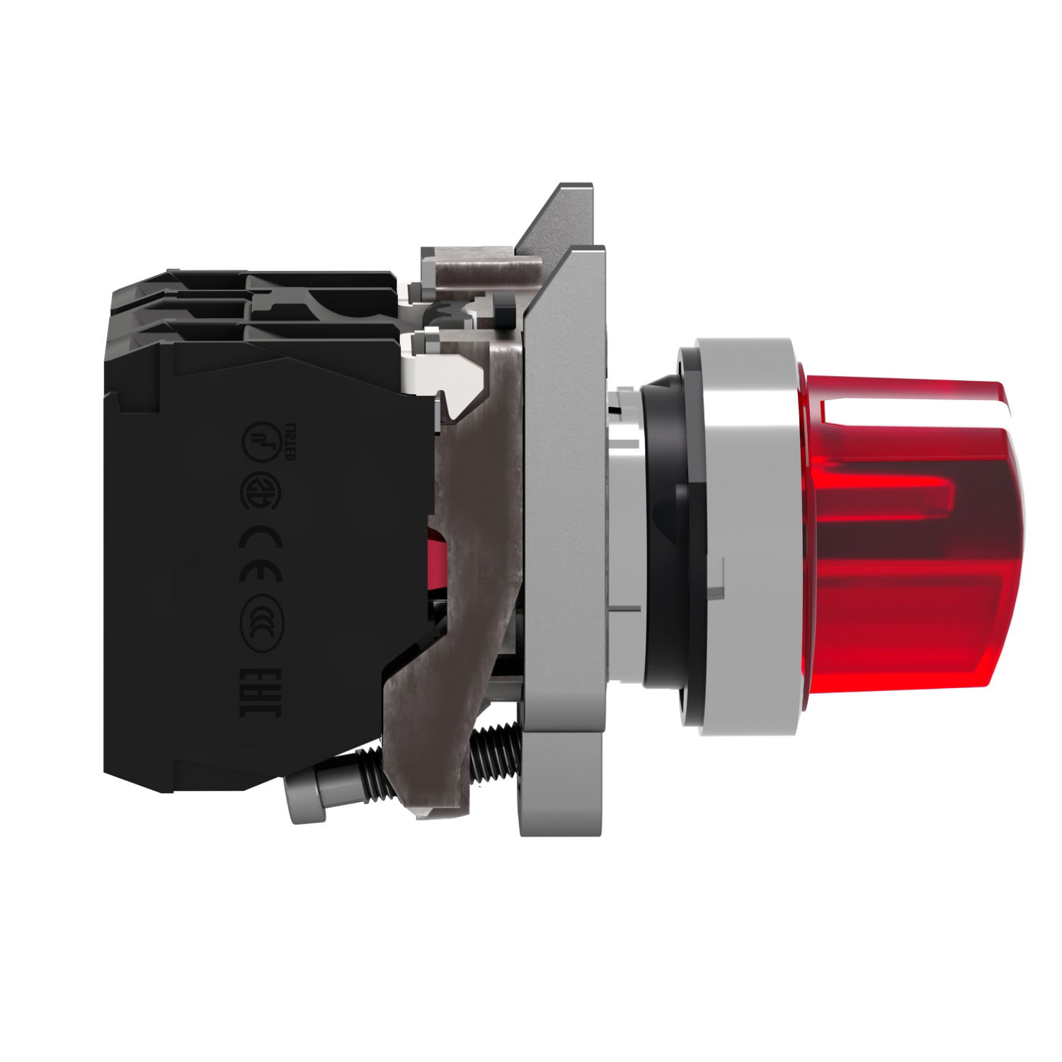 Illuminated selector switch, Harmony XB4, metal, red handle, 22mm, universal LED, 2 positions, 1NO + 1NC, 24V AC DC – Image 4 of 7