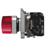 Illuminated selector switch, Harmony XB4, metal, red handle, 22mm, universal LED, 2 positions, 1NO + 1NC, 24V AC DC