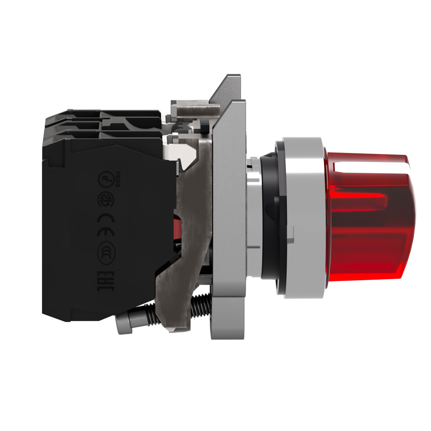 Illuminated selector switch, Harmony XB4, metal, red handle, 22mm, universal LED, 2 positions, 1NO + 1NC, 110...120V AC – Image 6 of 9