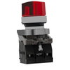 Illuminated selector switch, Harmony XB4, metal, red handle, 22mm, universal LED, 2 positions, 1NO + 1NC, 110...120V AC