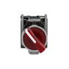 Illuminated selector switch, Harmony XB4, metal, red handle, 22mm, universal LED, 2 positions, 1NO + 1NC, 110...120V AC