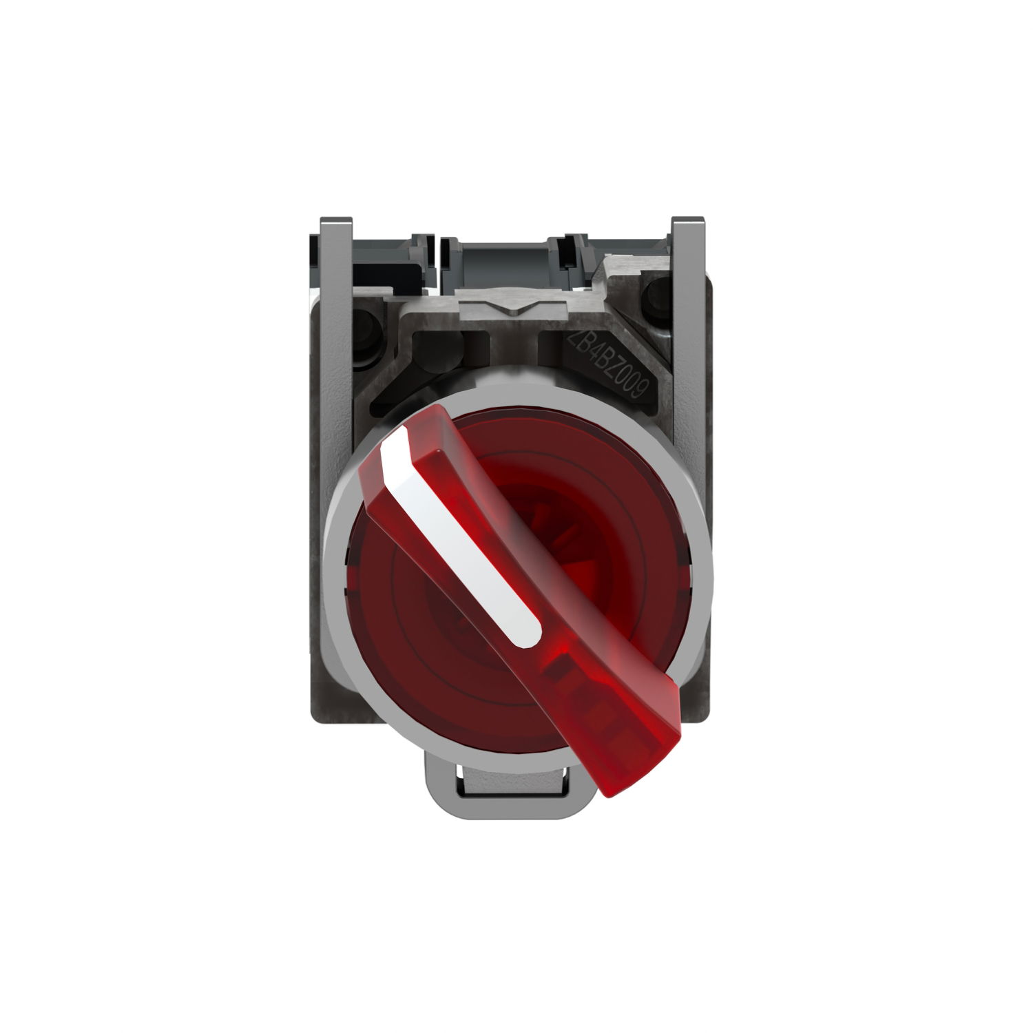 Illuminated selector switch, Harmony XB4, metal, red handle, 22mm, universal LED, 2 positions, 1NO + 1NC, 110...120V AC – Image 4 of 9