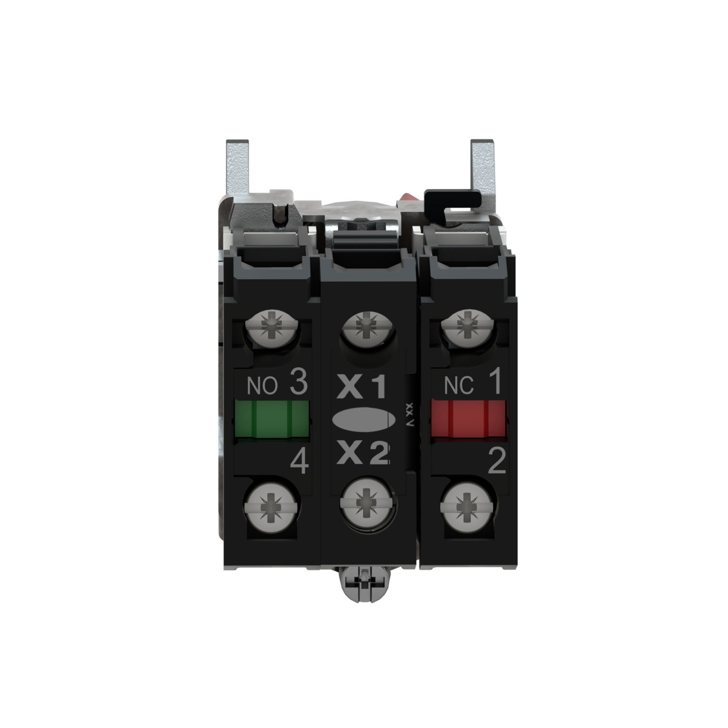 Illuminated selector switch, Harmony XB4, metal, red handle, 22mm, universal LED, 2 positions, 1NO + 1NC, 110...120V AC – Image 2 of 9