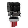 Illuminated selector switch, Harmony XB4, metal, red handle, 22mm, universal LED, 2 positions, 1NO + 1NC, 110...120V AC