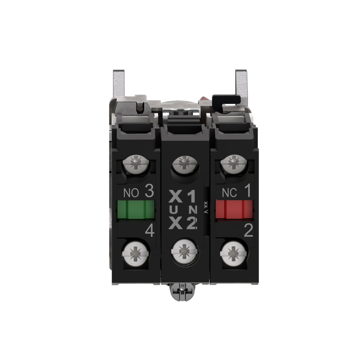 Illuminated selector switch, Harmony XB4, metal, red handle, 22mm, universal LED, 2 positions, 1NO + 1NC, 230...240V AC – Image 2 of 5