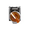 Illuminated selector switch, Harmony XB4, metal, orange handle, 22mm, universal LED, 2 positions, 1NO + 1NC, 110...120V AC