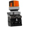 Illuminated selector switch, Harmony XB4, metal, orange handle, 22mm, universal LED, 2 positions, 1NO + 1NC, 110...120V AC