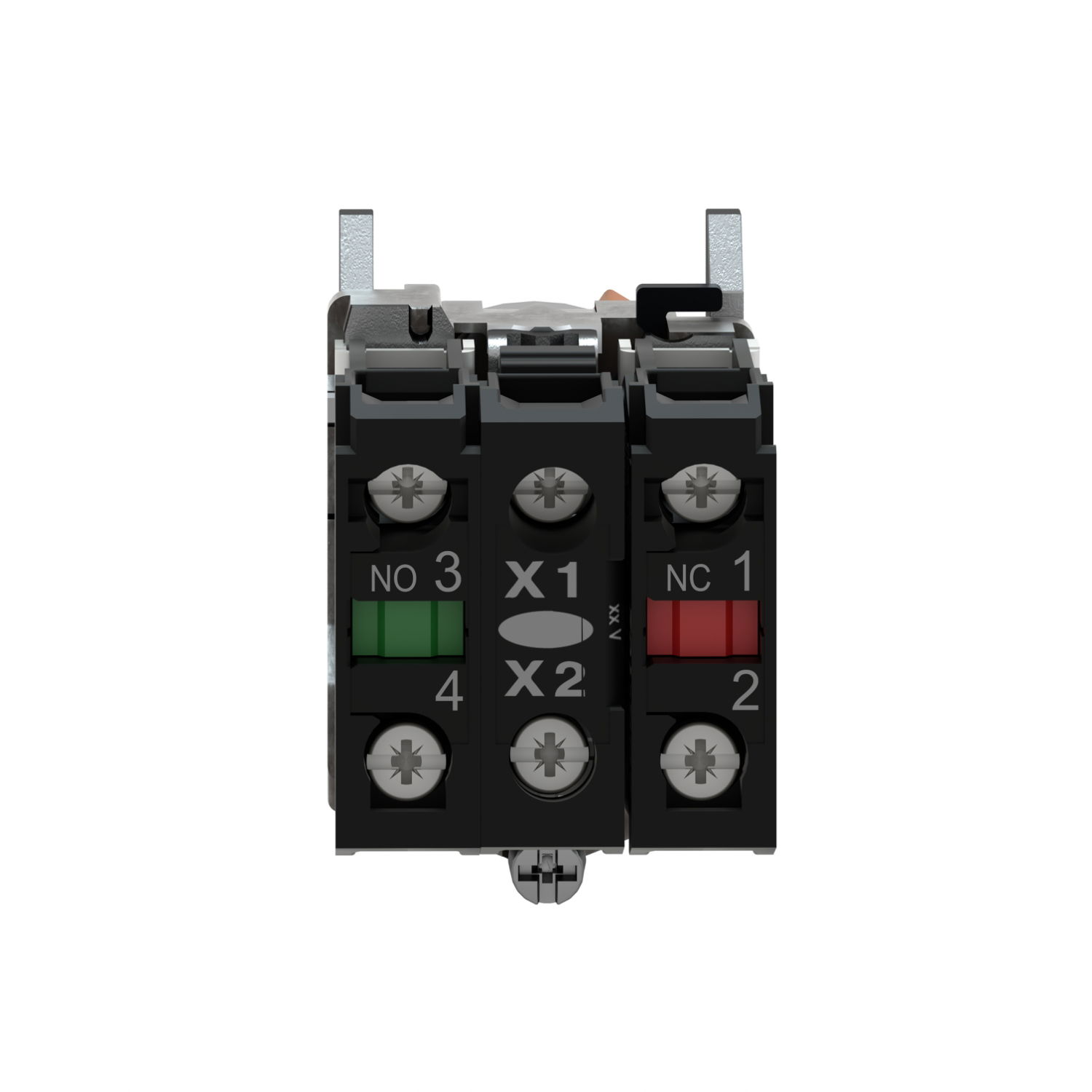 Illuminated selector switch, Harmony XB4, metal, orange handle, 22mm, universal LED, 2 positions, 1NO + 1NC, 230...240V AC – Image 2 of 9