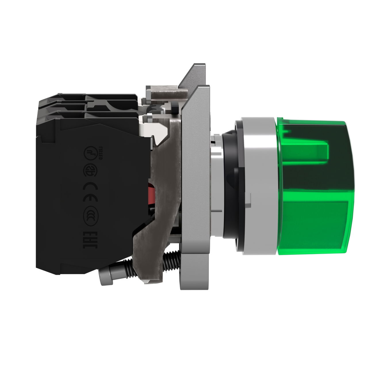Illuminated selector switch, Harmony XB4, metal, green handle, 22mm, universal LED, 3 positions, 1NO + 1NC, 24V AC DC – Image 5 of 8