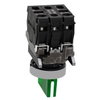 Illuminated selector switch, Harmony XB4, metal, green handle, 22mm, universal LED, 3 positions, 1NO + 1NC, 110...120V AC