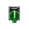 Illuminated selector switch, Harmony XB4, metal, green handle, 22mm, universal LED, 3 positions, 1NO + 1NC, 110...120V AC