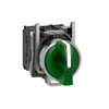 Illuminated selector switch, Harmony XB4, metal, green handle, 22mm, universal LED, 3 positions, 1NO + 1NC, 110...120V AC
