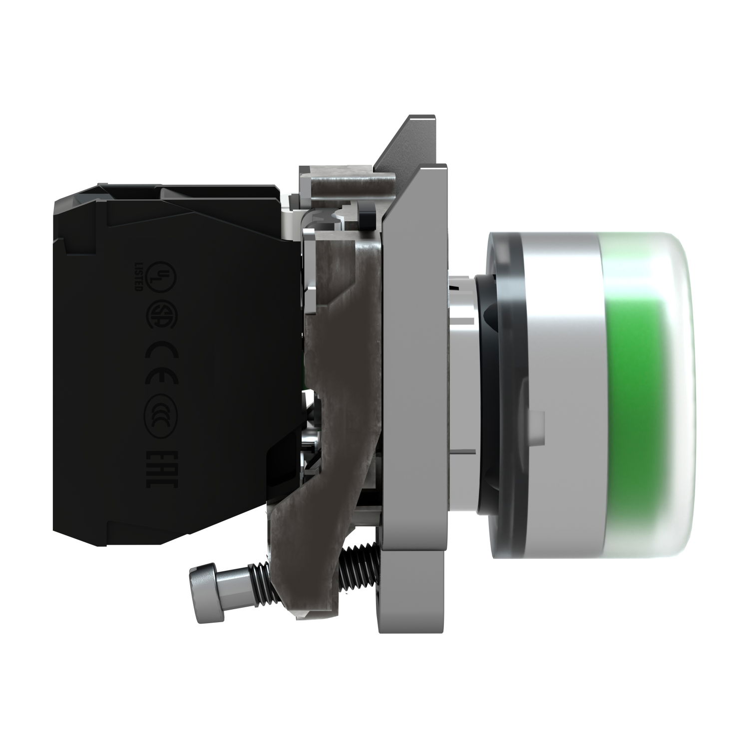Push button, metal, projecting, green, Ø22, spring return, booted, unmarked, 1 NO – Image 6 of 9
