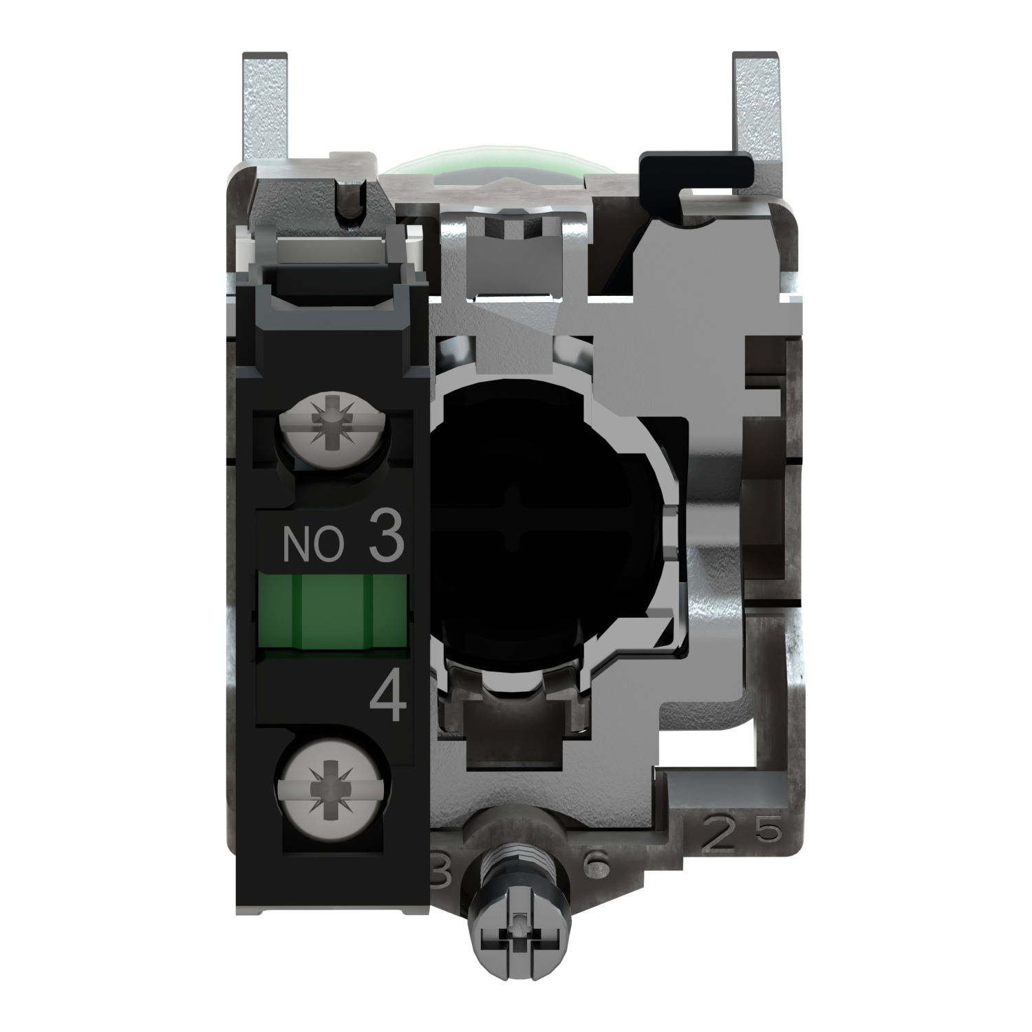 Push button, metal, projecting, green, Ø22, spring return, booted, unmarked, 1 NO – Image 2 of 9