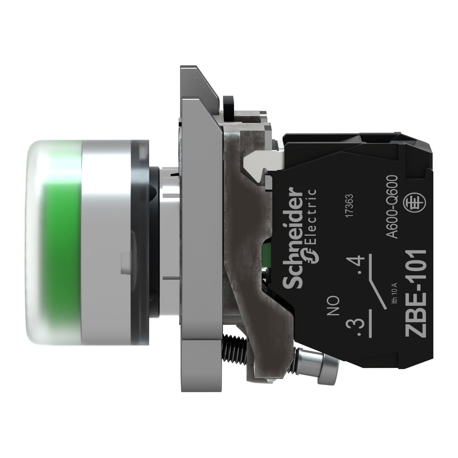 Push button, metal, projecting, green, Ø22, spring return, booted, unmarked, 1 NO – Image 7 of 9