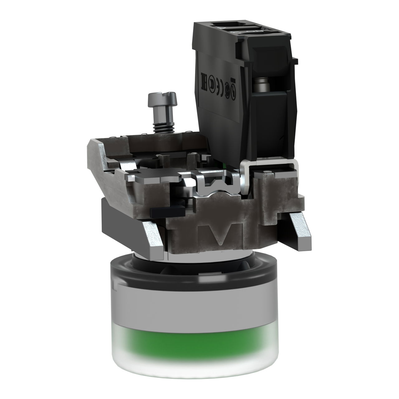 Push button, metal, projecting, green, Ø22, spring return, booted, unmarked, 1 NO – Image 5 of 9