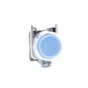 Push button, metal, projecting, blue, Ø22, spring return, booted, unmarked, 1 NO