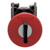 Harmony XB4, Emergency stop switching off, metal, red mushroom Ø40, Ø22, trigger latching key release, 1 NC