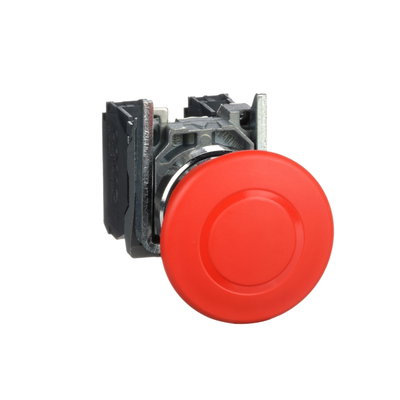 Emergency stop switching off, metal, red mushroom, Ø40, Ø22, trigger latching push-pull, 1 NO + 1 NC