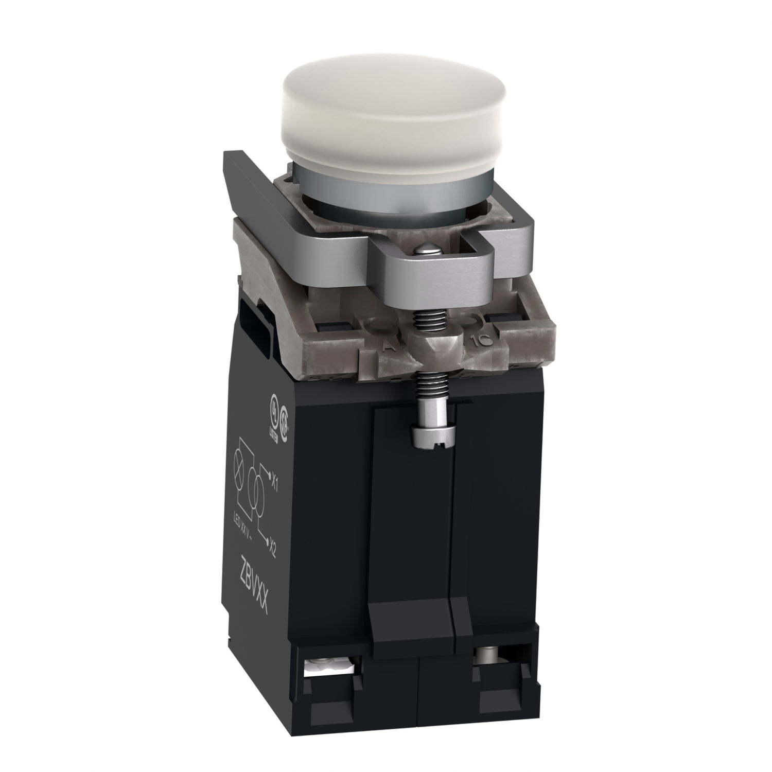 Pilot light, Harmony XB4,metal, white, 22mm, universal LED, plain lens, 400V AC – Image 3 of 9