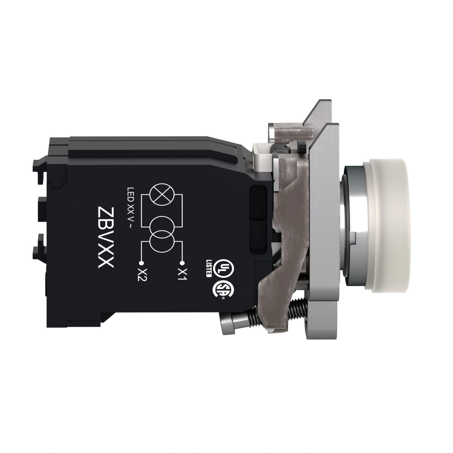 Pilot light, Harmony XB4,metal, white, 22mm, universal LED, plain lens, 400V AC – Image 6 of 9