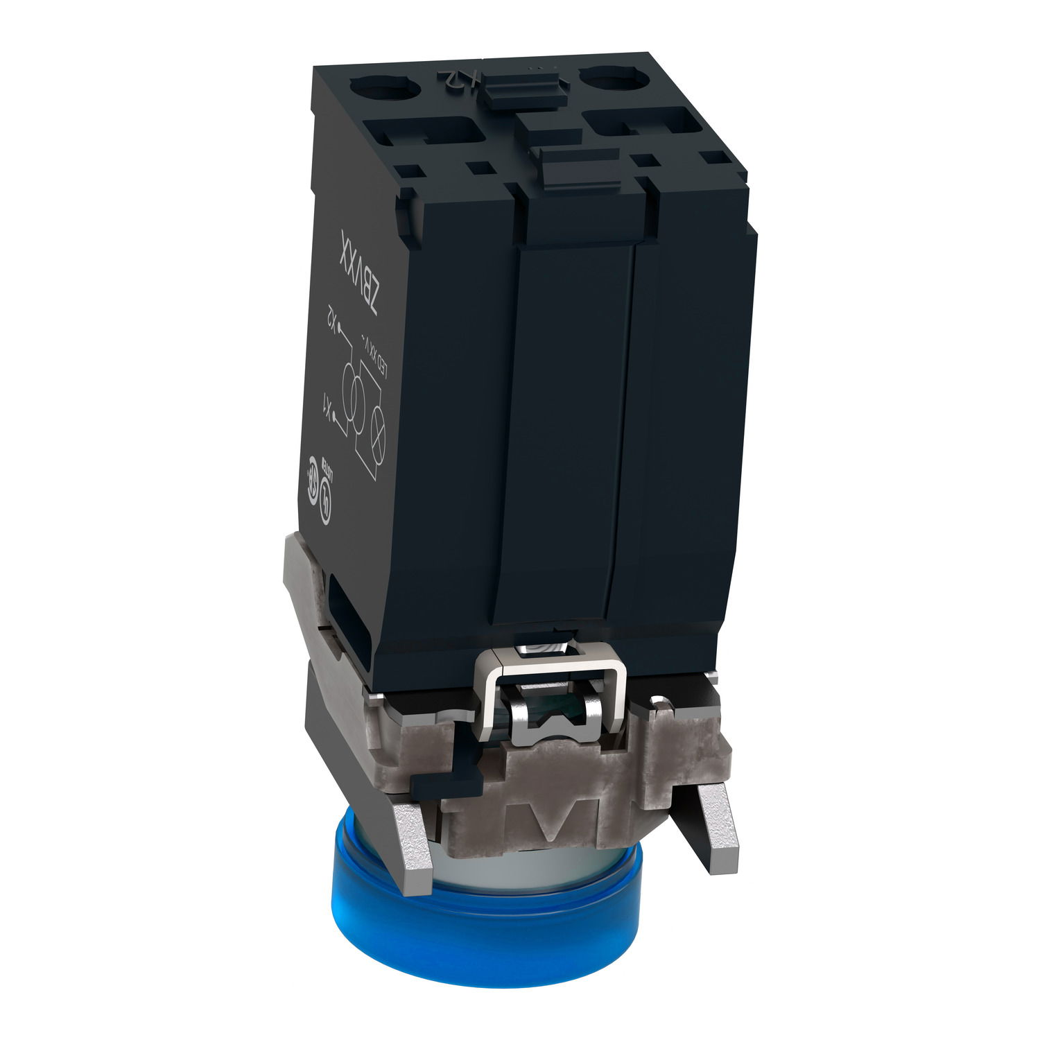 Pilot light, Harmony XB4, metal, protected LED light, blue, 22mm, with plain lens, universal LED, 400V – Image 5 of 9